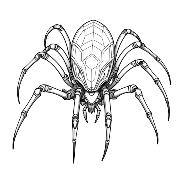 cyberpunk spider line white background