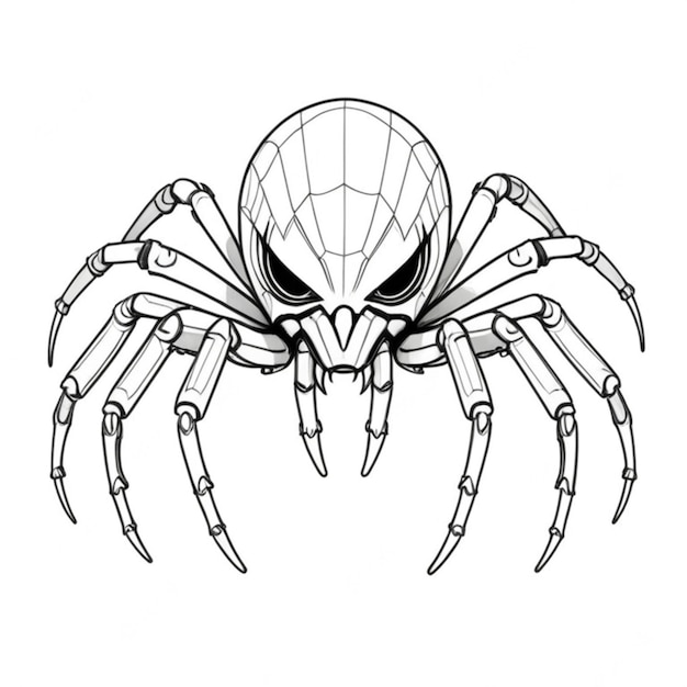 Photo cyberpunk spider line white background