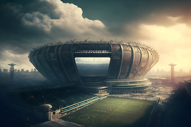 Cyberpunk stadium of the future Neural network AI generated