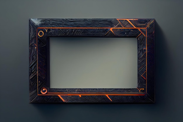 Cyberpunk style picture frame mockup neural network generated art