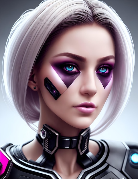 Cyberpunk style portrait of beautiful young woman portrait Ai Generated