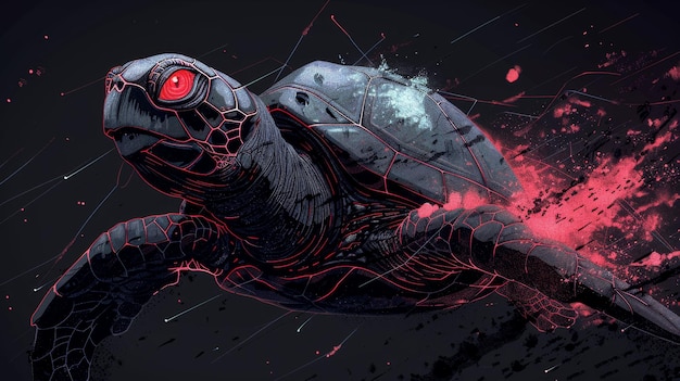 Cyberpunk Turtle in Neon Lights