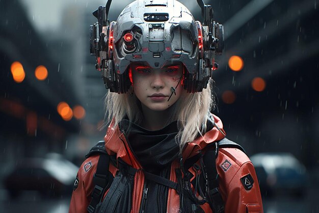 Cyberpunk warrior portrait