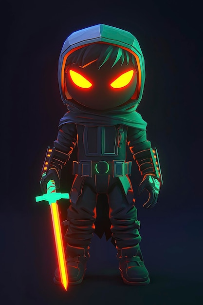 Cyberpunk Warrior with Glowing Sword