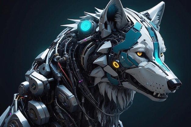 Photo cyberpunk wolf generative ai