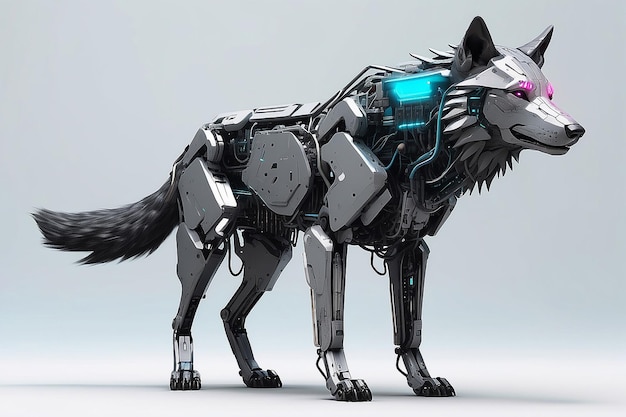 Photo cyberpunk wolf generative ai