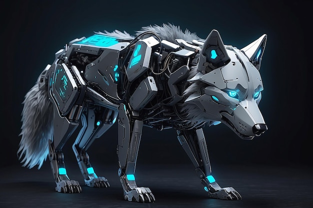 Photo cyberpunk wolf generative ai