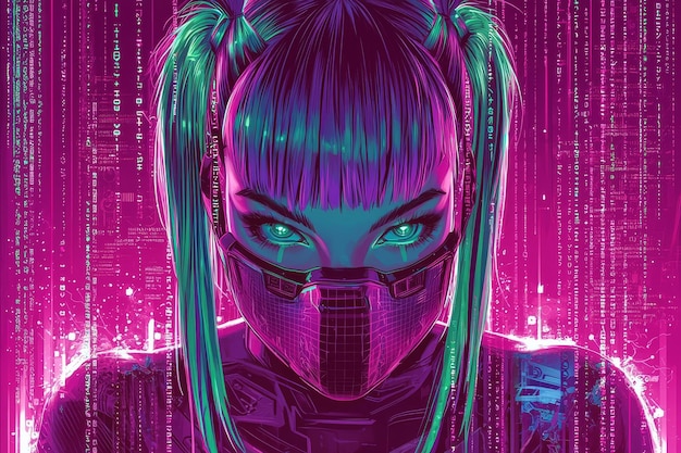 Cyberpunk Woman in Neon Glow