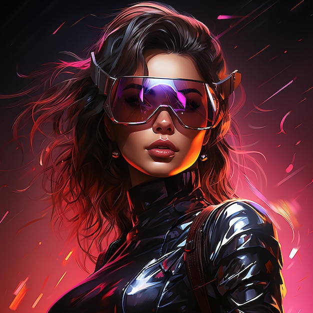 Cyberpunk woman portrait futuristic neon style AI generated