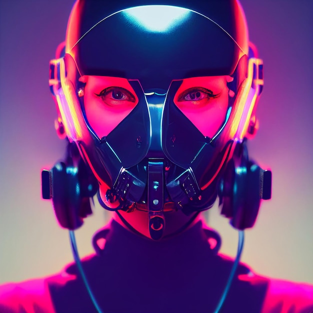 Cyberpunk woman portrait futuristic neon style