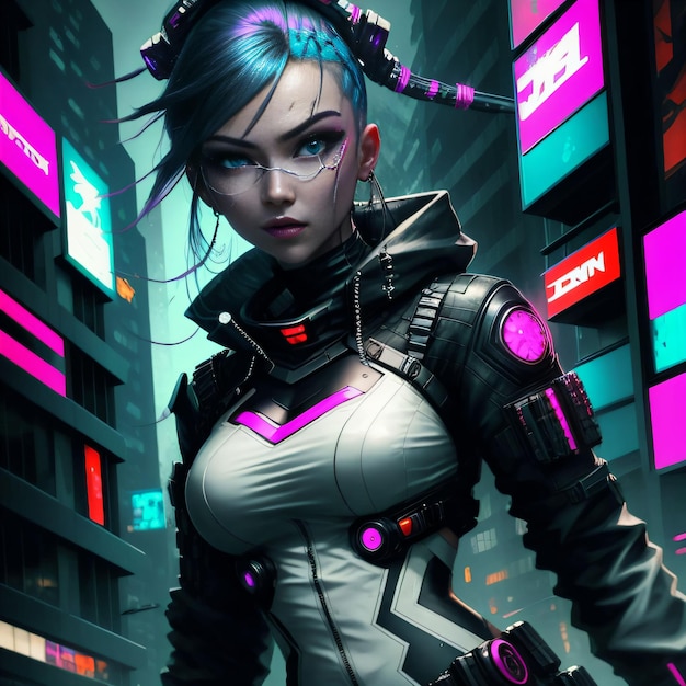 Cyberpunk woman portrait photo