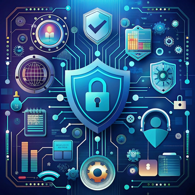 Cybersecurity badge and icon design model image