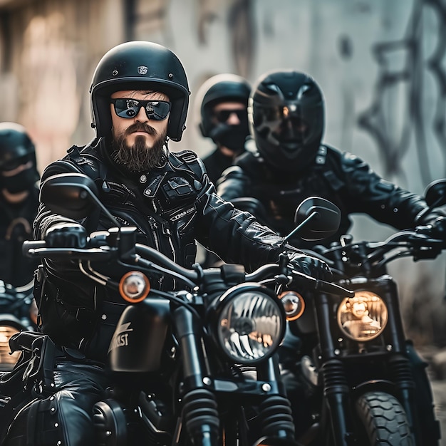 Photo cybersecurity biker gang protecting the digital highway