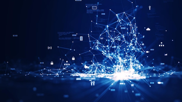 Cybersecurity data protection technology concept and internet network connection