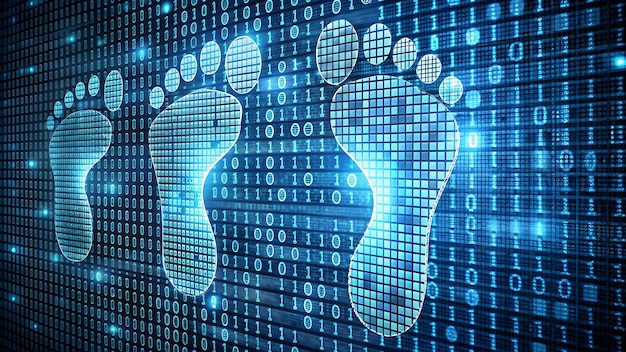 Photo cybersecurity digital footprints made of binary code highlighting the importance of cybersecurity a