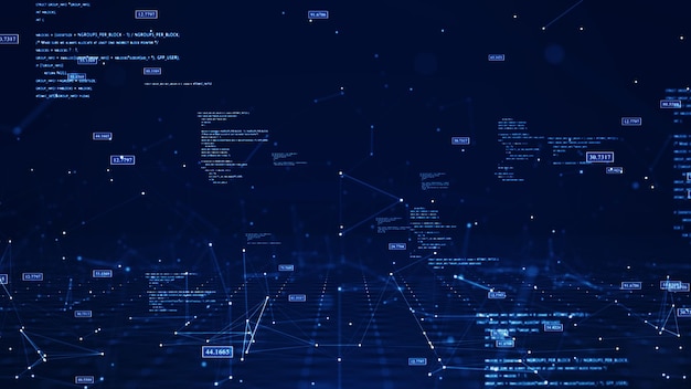 Cybersecurity digital information technology concept Polygon binary code connected