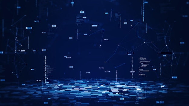 Cybersecurity digital information technology concept Polygon binary code connected