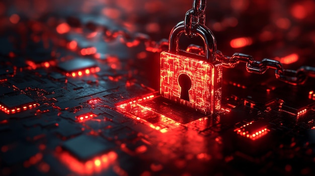 Cybersecurity A Digital Lock on a Circuit Board