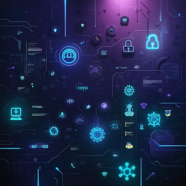 Photo cybersecurity elements icons