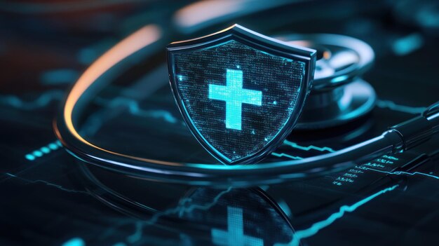 Photo cybersecurity and healthcare protecting patient data