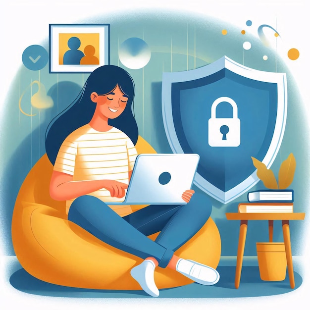 Photo cybersecurity illustrations flat illustration for safer internet day