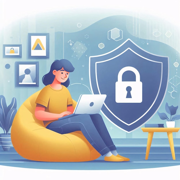 Photo cybersecurity illustrations flat illustration for safer internet day