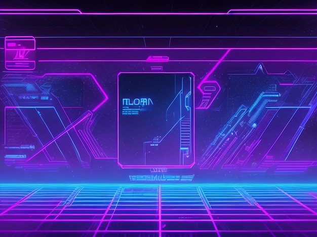 Photo cyberwave odyssey synthwave vaporwave and retrowave fusion in cyber background