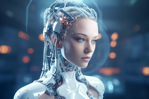 Cyborg beautiful woman robot