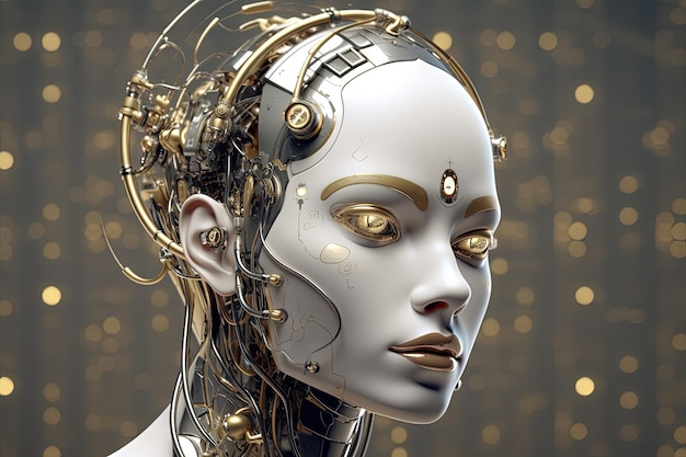 Cyborg or digitally improved human Artificial intelligence and technology concept with advanced woman