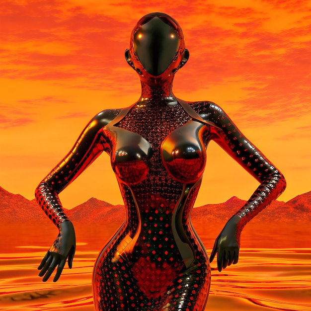 Cyborg Futuristic Cyberpunk Woman in latex suit