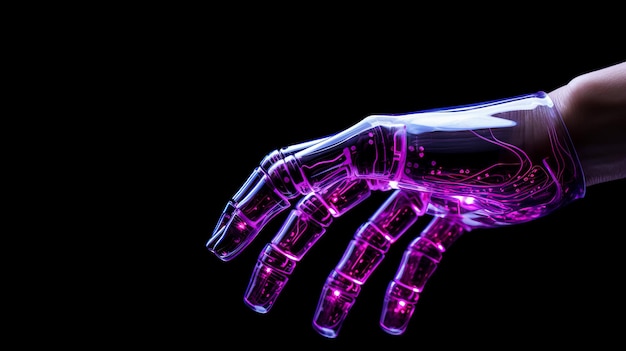 Cyborg human robot arm in futuristic style