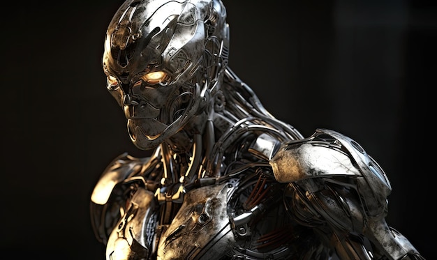 The cyborg metallic body hummed with energy Creating using generative AI tools