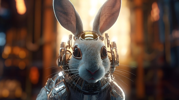 Cyborg Rabbit Cinematic uplight generative ai