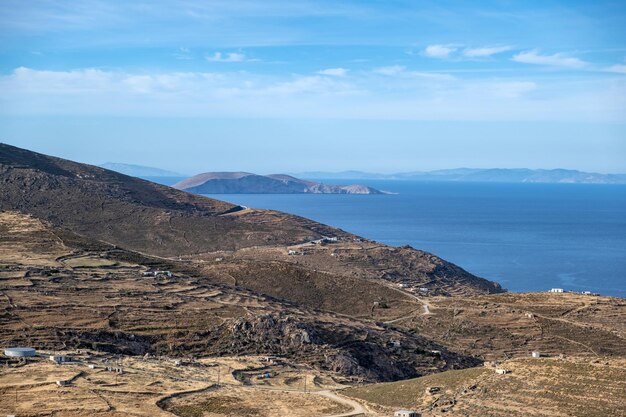 Cyclades Greece Serifos island landscape agriculture Traditional stone wall and rocky land