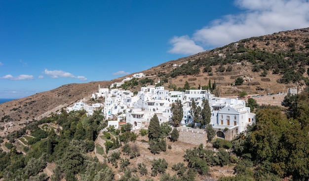 Cyclades Greece Tinos Greek island Kardiani village aerial view