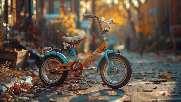 Cycle for children with autumn background