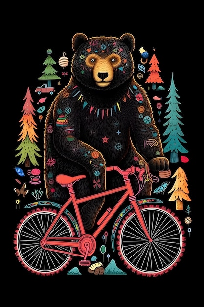 cycling animal 1950 illustration vector art black background