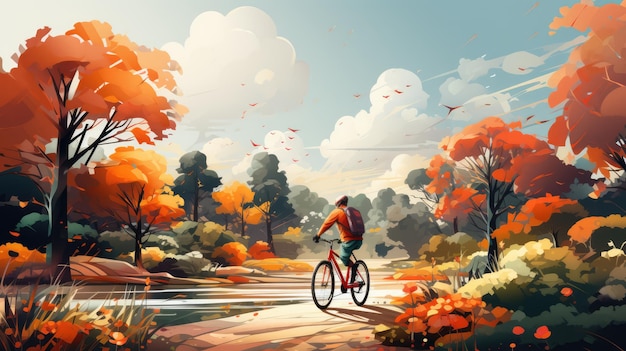 a cycling modern illustration