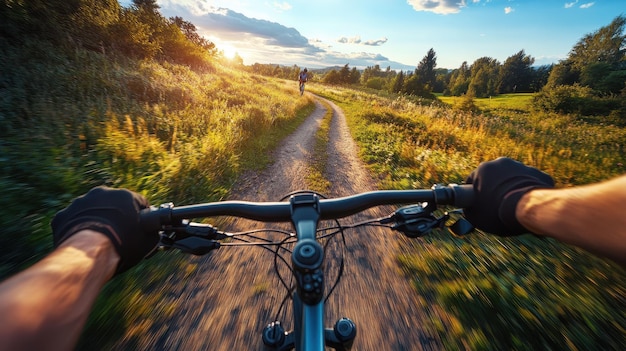 Cyclist enjoying a ride on scenic trail