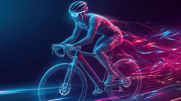 Photo cyclist in motion a 3d render of speed and power