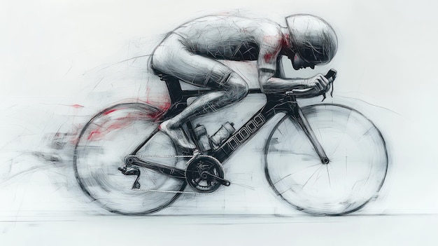 Cyclist in Motion A Sketch of Speed and Determination