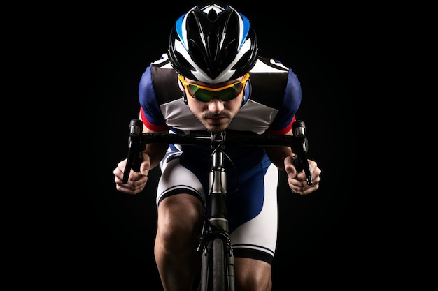 Cyclist with dark background