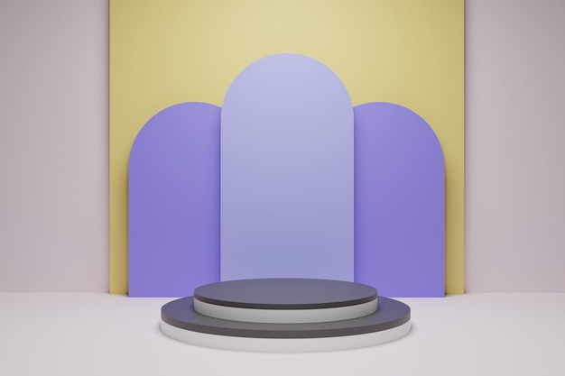 Cylinder podium on a white background with geometric shape object 3d rendering