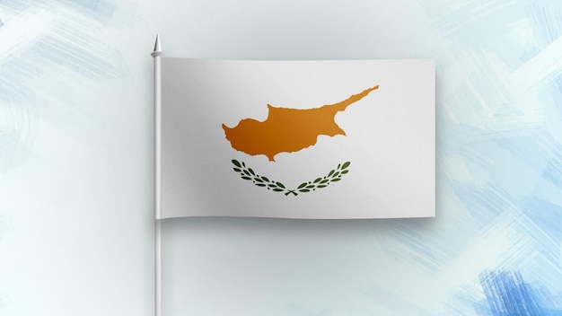 cyprus 3D render flag on a blue texture background