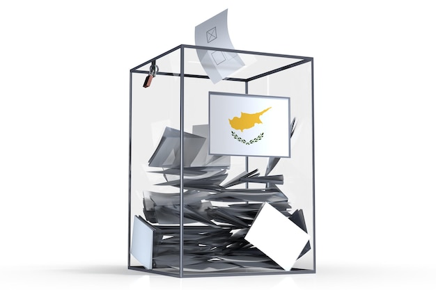 Photo cyprus ballot box with voices and national flag election concept 3d illustration