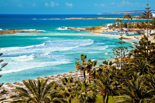 Cyprus beautiful coastline, Mediterranean sea of turquoise color