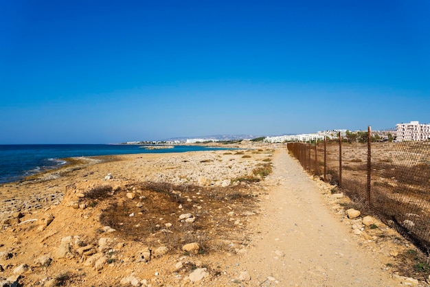 Cyprus coast on the horizon hotels Sea and mountain views