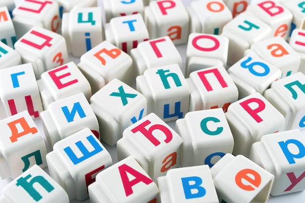 Photo cyrillic letters on cubes