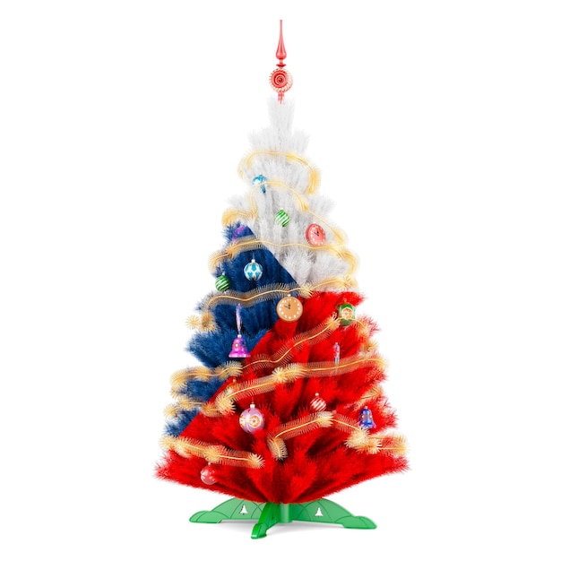 Czech flag painted on the Christmas tree 3D rendering