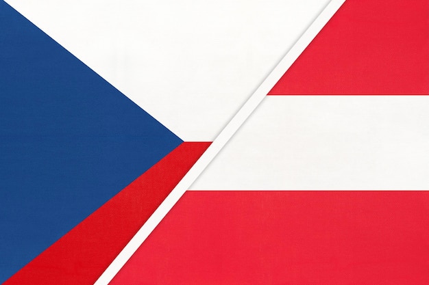 Czech Republic and Austria symbol of country Czechia vs Austrian national flags